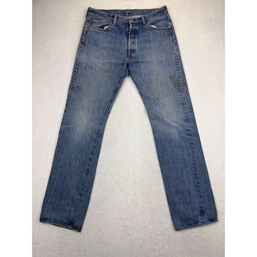 Levis 501 36x34 Men's Jeans Vintage Style Medium Wash Grungy Workwear Fade‎